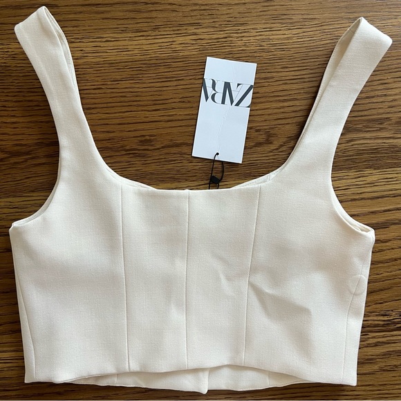 Zara SWEETHEART NECKLINE CROP TOP - Picture 3 of 4